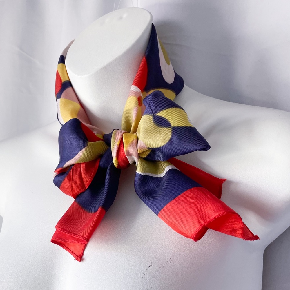 Vintage 80s Abstract Bright Colorful Headscarf Rectangular Long Scarf 🧣